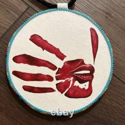Handmade Native American glass Beaded Medallion Necklace, MMIW