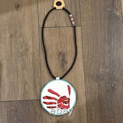 Handmade Native American glass Beaded Medallion Necklace, MMIW