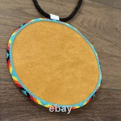 Handmade Native American glass Beaded Medallion Necklace, MMIW