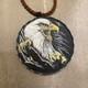 Handmade Native American inspired Eagle Glass Beaded, Painted Medallion Necklace