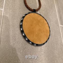 Handmade Native American inspired Eagle Glass Beaded, Painted Medallion Necklace