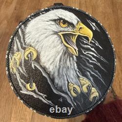 Handmade Native American inspired Eagle Glass Beaded, Painted Medallion Necklace