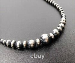 Handmade Navajo Pearl Sterling Silver Bead Choker Necklace & Hoop Earrings Set