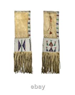 Handmade Old American Beaded Sioux Tribe Tobacco Pipe Bag (Buffalo Hide Bag)