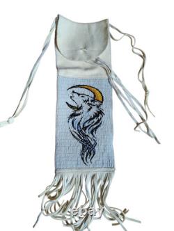 Handmade Plains Native American Lakota Style Beaded Pipe Bag Tobacco Bag 2X PCS