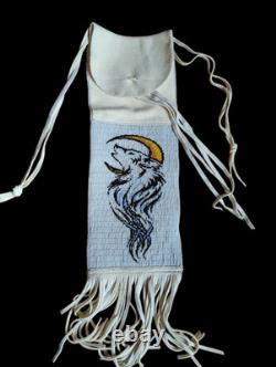 Handmade Plains Native American Lakota Style Beaded Pipe Bag Tobacco Bag 2X PCS