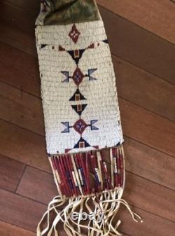 Handmade Plains Native American Lakota Style Beaded work Pipe Bag 30 inch Long