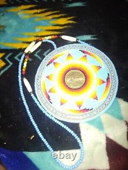 Handmade native american style star beaded medallion unisex ehtnic pendant