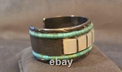 Heavy Native American Navajo HEISHI BEADS Sterling Bracelet. 69 Grams