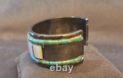 Heavy Native American Navajo HEISHI BEADS Sterling Bracelet. 69 Grams
