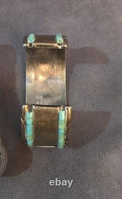 Heavy Native American Navajo HEISHI BEADS Sterling Bracelet. 69 Grams