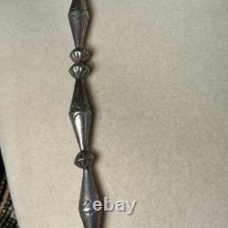Heavy Native American sterling silver hand made bench bead necklace 28.5 long