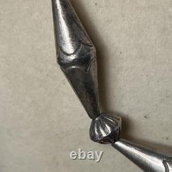 Heavy Native American sterling silver hand made bench bead necklace 28.5 long