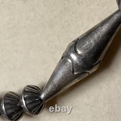 Heavy Native American sterling silver hand made bench bead necklace 28.5 long