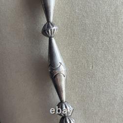 Heavy Native American sterling silver hand made bench bead necklace 28.5 long