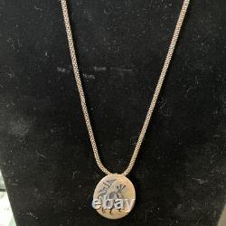 Hopi Vintage Signed Kokopelli Oval Overlay Pendant Sterling 925 w 28 Rope Chain