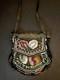 IROQUOIS BEADED CLOTH PURSE 1800s Native American Hand Bag Hand-Made Antique