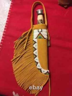 Indian Beaded Cover Native American Sioux Handmade Knife Sheath 15 pieces Set