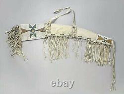 Indian Beaded Gun Cover Native American Sioux Style Leather Hide Rifle Scabbard