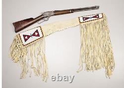 Indian Beaded Rifle Scabbard Sioux Style Suede Leather Native American S121