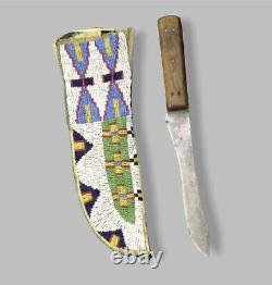 Indian Beaded Sioux Style Native American Leather Knife Sheath