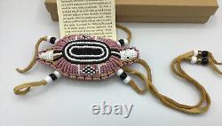 K. D. Fast Horse, Native American, Leather And Hand Made Beaded Turtle Amulet