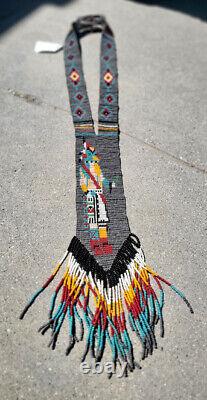 Kachina Heavy Duty Hand Beaded Necklace Rare Native American Vintage