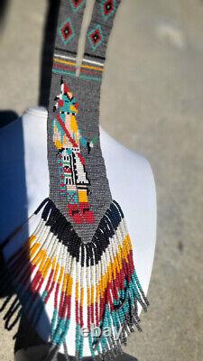 Kachina Heavy Duty Hand Beaded Necklace Rare Native American Vintage