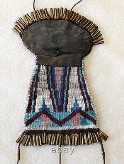 Kiowa Style Strike-a-Light Bead Brass Tassel Braintan Leather Bag Diane Eiswald