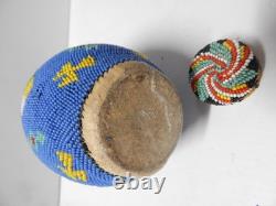 LARGE ANTIQUE VINTAGE PAIUTE INDIAN BEADED BOTTLE 9 7/8t NICE OLD ONE