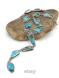 LARIAT Navajo Native American Sterling SILVER Turquoise Necklace Pendant 4798