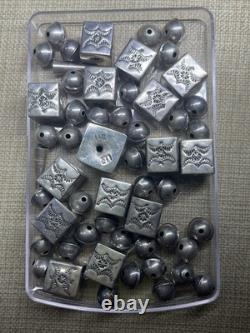 LARRY CURLEY Sterling Silver Square CUBE LOOSE BEADS Necklace 78.8 NAVAJO