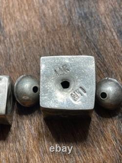 LARRY CURLEY Sterling Silver Square CUBE LOOSE BEADS Necklace 78.8 NAVAJO