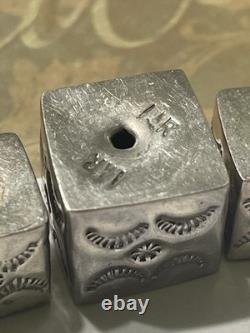 LARRY CURLEY Sterling Silver Square CUBE LOOSE BEADS Necklace 78.8 NAVAJO