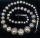 LONG LARGE Navajo Pearls Sterling Silver Stamped Bench Bead Necklace 28 Inch