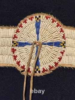 Lakota Beaded Wool Blanket Strip Buckskin Beads Fringe Native American Vintage