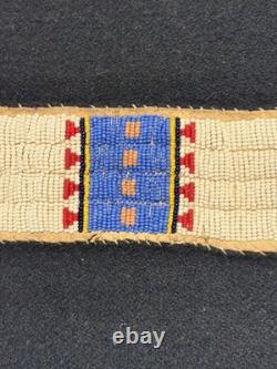 Lakota Beaded Wool Blanket Strip Buckskin Beads Fringe Native American Vintage