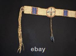 Lakota Beaded Wool Blanket Strip Buckskin Beads Fringe Native American Vintage