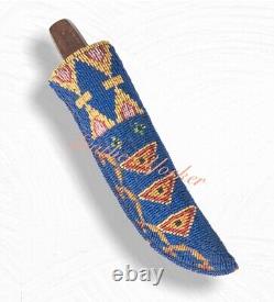 Lakota Style Indian Beaded Native American Leather Knife Sheath S841