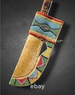 Lakota Style Indian Beaded Native American Leather Knife Sheath S843