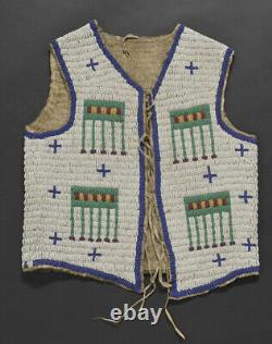 Lakota Style Native American Indian Fully Beaded Suede Leather Hide Vest