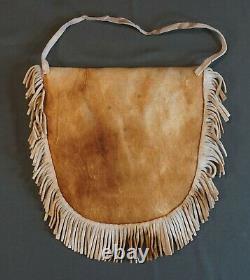 Large 1905 Native American Athabaskan Moose Hide Beaded Bag