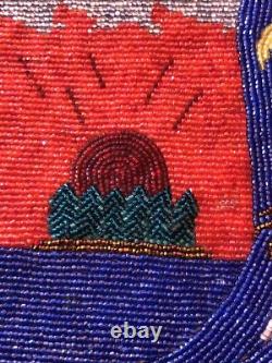Large Native American Beaded Flat Bag Soaring Eagle, Riding Wave, Lightning Bolt