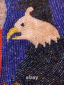 Large Native American Beaded Flat Bag Soaring Eagle, Riding Wave, Lightning Bolt