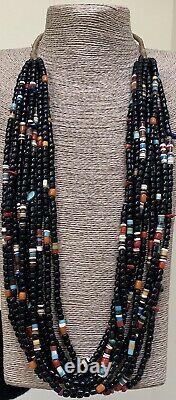 Large Native American Santo Domingo Shell? & Glass 10 Strand Necklace Coriz