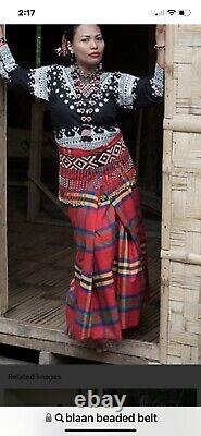 Large Vintage Native American B'laan tribe Style Hand Beaded Belt Skirt