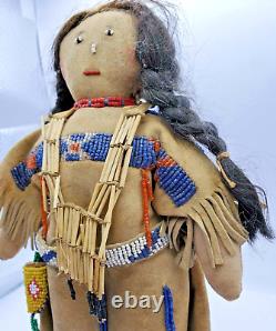 Late 1800s Intricate Plains Native American Buckskin/Horsehair/Beaded Doll