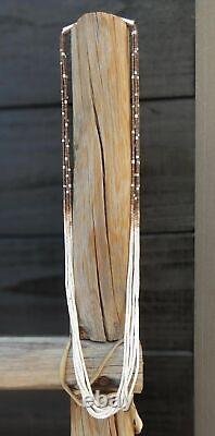 Layered Necklace, Native American Zuni 5 Strand Heishi 30 Inch Necklace