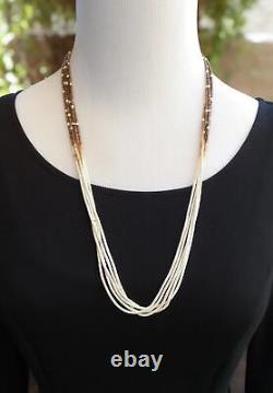 Layered Necklace, Native American Zuni 5 Strand Heishi 30 Inch Necklace