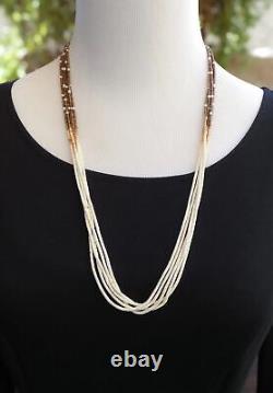 Layered Necklace, Native American Zuni 5 Strand Heishi 30 Inch Necklace